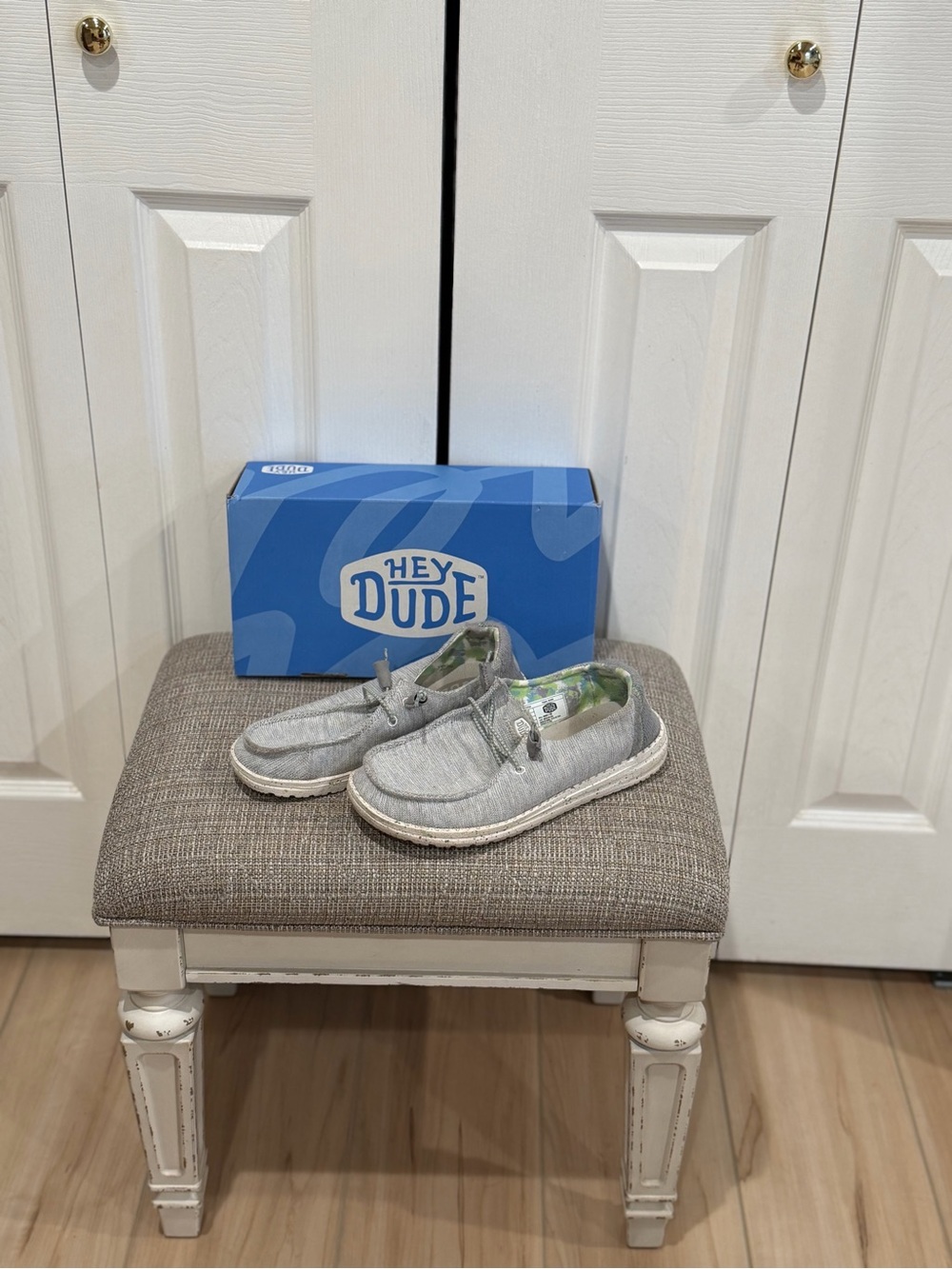 Hey Dude Casual Slip-On Shoes in Light Gray with White Sole